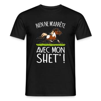 Poney shet pie (texte blanc) - T-shirt homme - noir - Devant - AI Model Male 178 light (178cm)