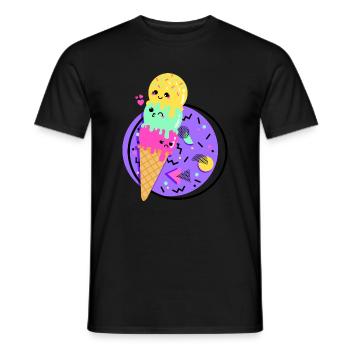 Kawaii Style Retro 80s Ice Horn - Men's T-Shirt - black - Front - AI Model Male 178 light (178cm)
