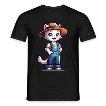 Cute Cat Farmer - Männer T-Shirt - Schwarz - Vorne - AI Model Male 178 light (178cm)