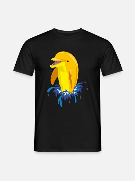 Delphin gelb Spritzer - Männer T-Shirt - Schwarz