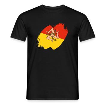Drapeau de la Sicile Italie Palerme Trinacria Italia - T-shirt homme - noir - Devant - AI Model Male 178 light (178cm)