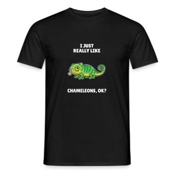 Reptile Lover I Just Really Like Chameleons OK - Men's T-Shirt - black - Front - AI Model Male 178 light (178cm)