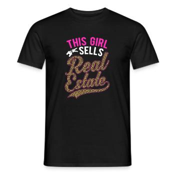 Courtier Maison Vente Agence Immobilière Filles - T-shirt homme - noir - Devant - AI Model Male 178 light (178cm)