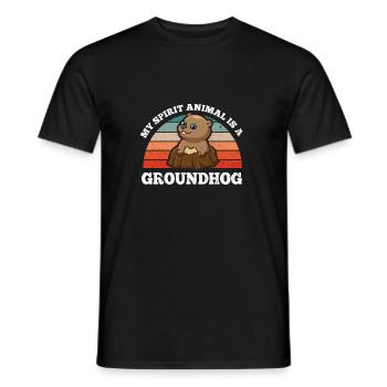 Rongeur marmotte Mon animal spirituel est une marmotte - T-shirt homme - noir - Devant - AI Model Male 178 light (178cm)