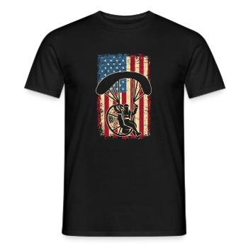 Amerika Flagge Patriot Fallschirmspringer USA - Männer T-Shirt - Schwarz - Vorne - AI Model Male 178 light (178cm)