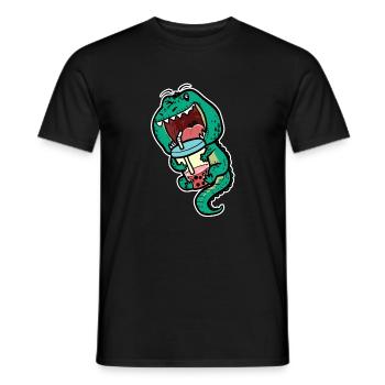 T-Rex Bubble Tea Dino Fan Eistee Saurier - Männer T-Shirt - Schwarz - Vorne - AI Model Male 178 light (178cm)