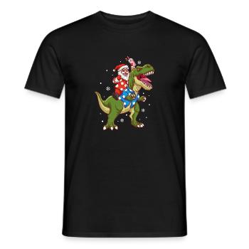 Santa Riding T-Rex Christmas In July Funny Summer - Men's T-Shirt - black - Front - AI Model Male 178 light (178cm)