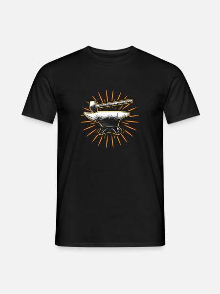 Hammer Amboss Schmied Metallarbeit Werkstatt - Männer T-Shirt - Schwarz