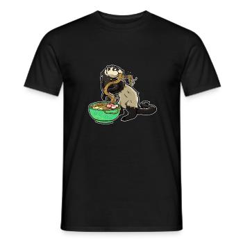 Japanese Noodles Kawaii Ramen Bowl Ferret - Men's T-Shirt - black - Front - AI Model Male 178 light (178cm)