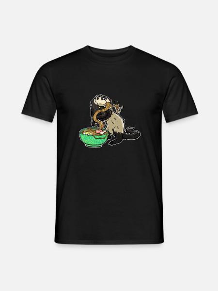 Japanese Noodles Kawaii Ramen Bowl Ferret - Men's T-Shirt - black