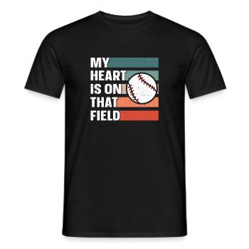 My Heart Is On That Field For Baseball Dad Mom - Men's T-Shirt - black - Front - AI Model Male 178 light (178cm)