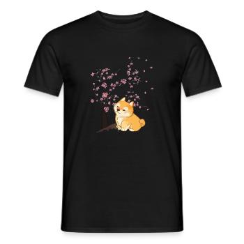 Fleur de cerisier Japon Art japonais Kawaii Shiba Inu - T-shirt homme - noir - Devant - AI Model Male 178 light (178cm)