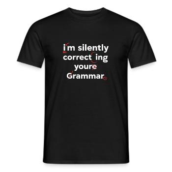 Lustige Lehrer Sprüche Deutsch Grammatik Lehrkraft - Männer T-Shirt - Schwarz - Vorne - AI Model Male 178 light (178cm)