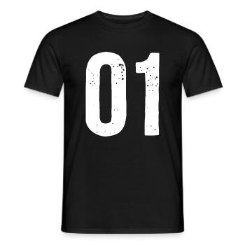 01 Numéros Blanc - T-shirt homme - noir - Devant - AI Model Male 178 light (178cm)