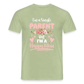 Parent célibataire - T-shirt homme - vert sauge - Devant - AI Model Male 178 light (178cm)