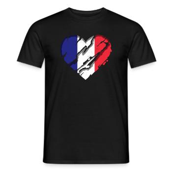 Frankreich Flagge Used Look Französische Fahne - Männer T-Shirt - Schwarz - Vorne - AI Model Male 178 light (178cm)
