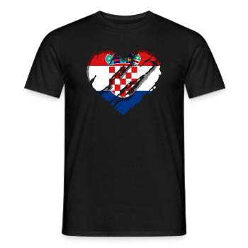 Croatia flag Adriatic Sea Zagreb Croatian flag heart - Men's T-Shirt - black - Front - AI Model Male 178 light (178cm)