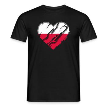 Pologne Drapeau utilisé Look Polska Drapeau polonais - T-shirt homme - noir - Devant - AI Model Male 178 light (178cm)