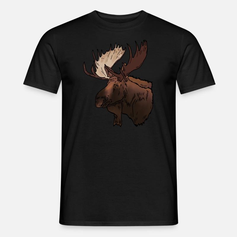 Elch Kopf - Männer T-Shirt - Schwarz