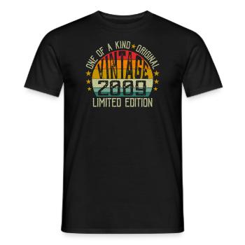 Jahrgang Jahrgang 2009 Retro Geburtstagsgeschenk 2009 - Männer T-Shirt - Schwarz - Vorne - AI Model Male 178 light (178cm)
