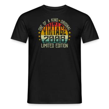 Jahrgang Jahrgang 2008 Retro Geburtstagsgeschenk 2008 - Männer T-Shirt - Schwarz - Vorne - AI Model Male 178 light (178cm)