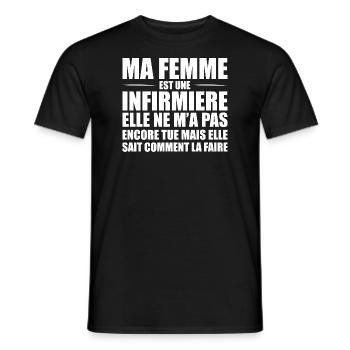 Ma Femme Est Infirmière Humour Marié Infirmiere - T-shirt homme - noir - Devant - AI Model Male 178 light (178cm)