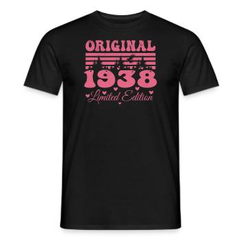 Cadeau 86e Anniversaire 1938 Femme | Né en 1938 - T-shirt homme - noir - Devant - AI Model Male 178 light (178cm)