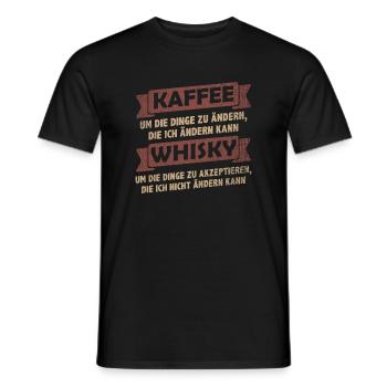 Kaffee Sprüche > Kaffee + Whisky trinken - Männer T-Shirt - Schwarz - Vorne - AI Model Male 178 light (178cm)