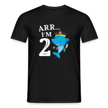 Pirates 2nd Birthday Party 2 Years Shark Gift Idea - Men's T-Shirt - black - Front - AI Model Male 178 light (178cm)
