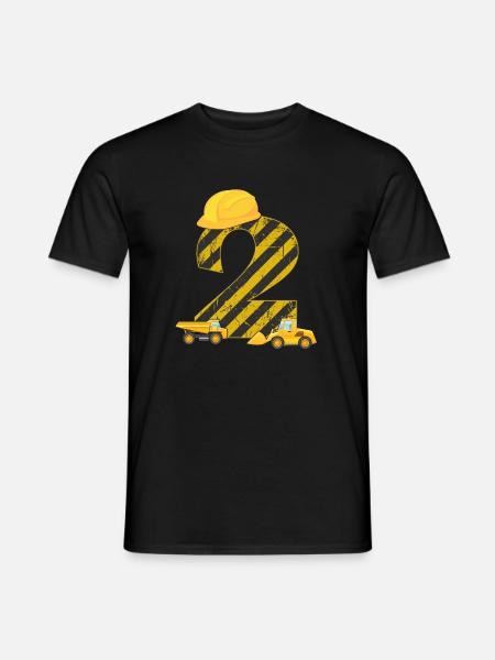 2. Geburtstag Bagger 2 Jahre Bauarbeiter Geschenk - Männer T-Shirt - Schwarz