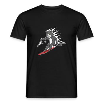 Katze Ski Skifahren Piste Wintersport Miau - Männer T-Shirt - Schwarz - Vorne - AI Model Male 178 light (178cm)
