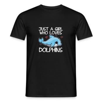 Just A Girl Who Loves Dolphins Cute Blue Dolphin - Men's T-Shirt - black - Front - AI Model Male 178 light (178cm)