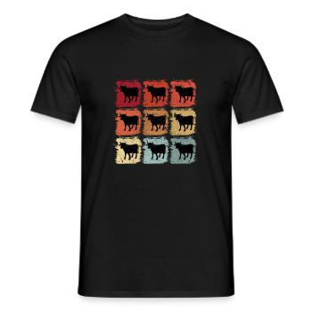 Retro Pop Art Kuh Rind Stier - Männer T-Shirt - Schwarz - Vorne - AI Model Male 178 light (178cm)