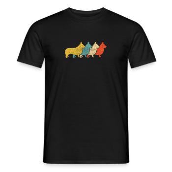 Vintage Retro Pop Art Corgi chien - T-shirt homme - noir - Devant - AI Model Male 178 light (178cm)