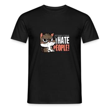 I Hate People Cat Gift Idea - Men's T-Shirt - black - Front - AI Model Male 178 light (178cm)