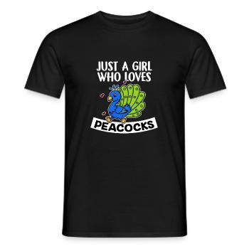 Just A Girl Who Loves Peacocks Cute Peacock - Men's T-Shirt - black - Front - AI Model Male 178 light (178cm)