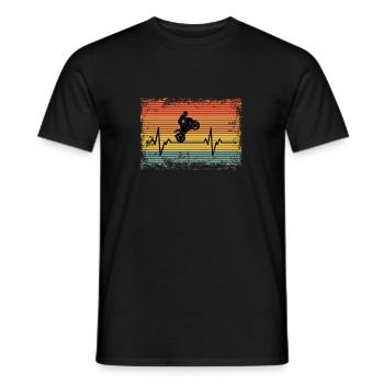 Vintage Heartbeat Motorbike Biker Gift Idea - Men's T-Shirt - black - Front - AI Model Male 178 light (178cm)