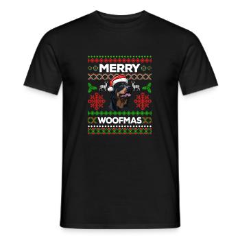 Merry Woofmas Ugly Sweater Rottweiler Chien - T-shirt homme - noir - Devant - AI Model Male 178 light (178cm)