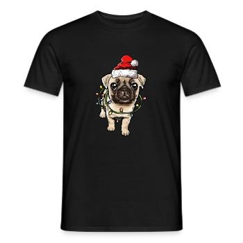 Mops Noël chien cadeau - T-shirt homme - noir - Devant - AI Model Male 178 light (178cm)