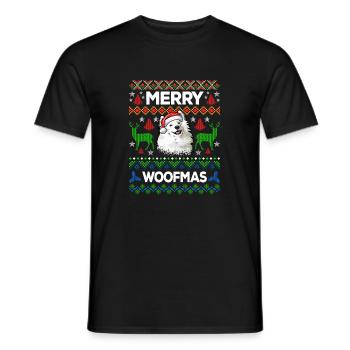 Merry Woofmas Ugly Sweater Samojede - T-shirt homme - noir - Devant - AI Model Male 178 light (178cm)
