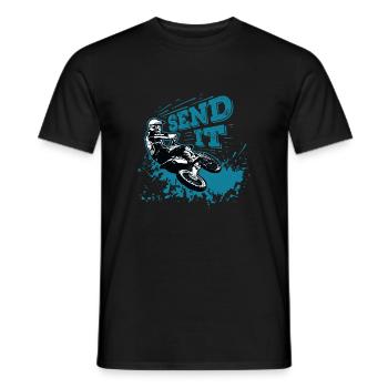 Send It! Motorcross Biker Dirt Bike Geschnkidee - Männer T-Shirt - Schwarz - Vorne - AI Model Male 178 light (178cm)