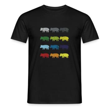 Néon Pop Art Rétro Hippopotame Cadeau - T-shirt homme - noir - Devant - AI Model Male 178 light (178cm)