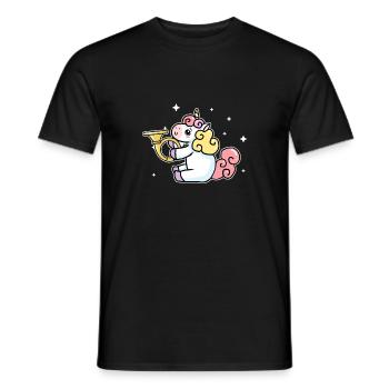 Cute Unicorn Playing French Horn Horn Lover Gift - Men's T-Shirt - black - Front - AI Model Male 178 light (178cm)