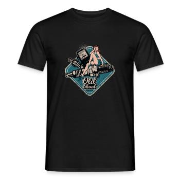 Rockabilly Old School Pin Up Girl Repair Shop - Men's T-Shirt - black - Front - AI Model Male 178 light (178cm)