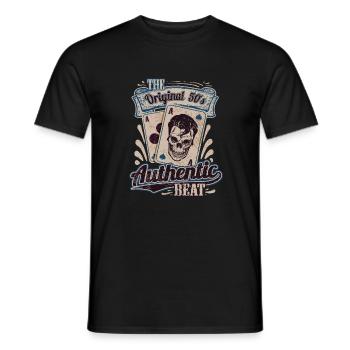 Rockmusik Poker Ass Karten Rockabilly Totenkopf - Männer T-Shirt - Schwarz - Vorne - AI Model Male 178 light (178cm)