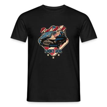USA Rockabilly Pin-Up Girl Rock Oldtimer Auto - Männer T-Shirt - Schwarz - Vorne - AI Model Male 178 light (178cm)