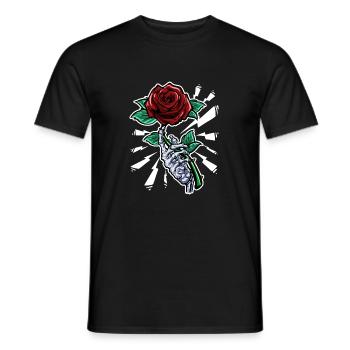 Tattoo Skeleton Hand Red Rose Flower - Men's T-Shirt - black - Front - AI Model Male 178 light (178cm)