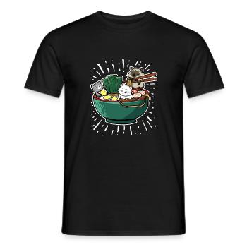 Bol de nouilles ramen japonais Kawaii Anime Cat - T-shirt homme - noir - Devant - AI Model Male 178 light (178cm)