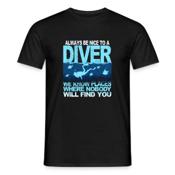 Drôles de plongeurs disant plongée en apnée en haute mer - T-shirt homme - noir - Devant - AI Model Male 178 light (178cm)