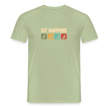 Sit Happens Dog Huntetrainer École canine - T-shirt homme - vert sauge - Devant - AI Model Male 178 light (178cm)